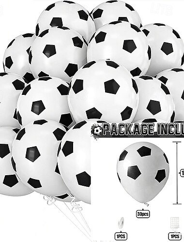  30 Fußballballons, Partyartikel mit Fußballmotiven, Ballons mit Fußballmuster, geeignet für Schulsportveranstaltungen, Fußballfans, Geburtstagsdekorationen, als Füllmaterial für Geschenktüten