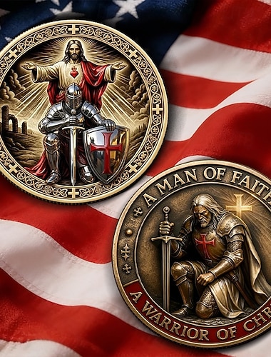  Sacred Guardian minnemynt kristen riddertro samlermynt, kriger av Kristus-design, inspirerende religiøs gave, bønn- og hengivenhetsminne