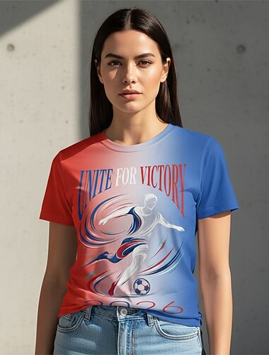 Partita mondiale di calcio 2026 Abiti Abbigliamento sportivo Maglietta grafica Vintage Football americano Patriotico Corte per Unisex Adulti Stampa 3D  per Feste Sport all'Aperto