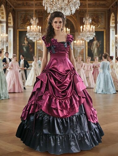  רוקוקו ויקטוריאני המאה ה 18 שמלות תחפושת למסיבה נשף מסכות מריה אנטוניאטה מידות גדולות נשף תחפושות בגדי ריקוד נשים בנות קרנבל נשף מסכות קרנבל הצגה מסיבה\אירוע ערב מבוגרים שמלה