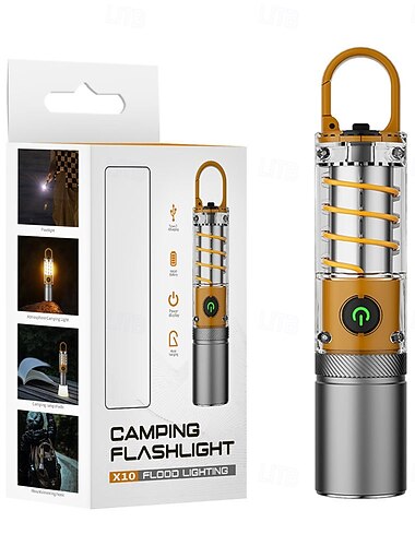 Oppladbare lommelykter med høy lysstyrke, lyssterk, oppladbar taktisk lommelykt med flere moduser &Campinglampe, 5 moduser, USB-lading, bærbar for utendørs/nødsituasjon/hjemmebruk