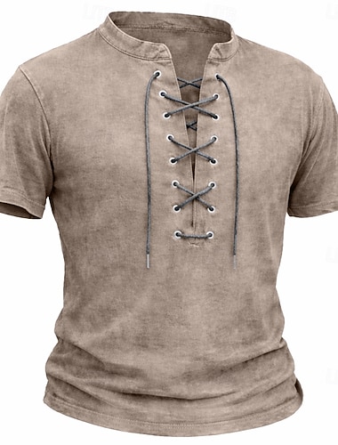  Herren Henley Hemd Hemd aus 100 % Baumwolle in Säurewaschung Kurzarm Einfach Vintage Retro Vintage Lässig Vintage-Stil Betrübt Henley Lässig Frühling & Sommer Sommer Frühling Schwarz Rosa Grau Henley