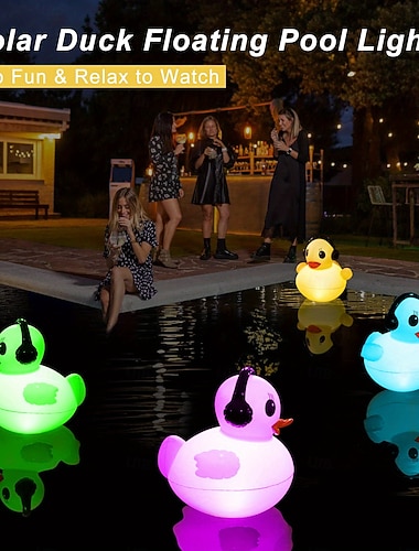  1 pz luce solare impermeabile da esterno a forma di anatra gonfiabile in PVC, lampada a LED decorativa per giardino, cortile, prato, laghetto, patio – estate, festa &illuminazione ambientale della