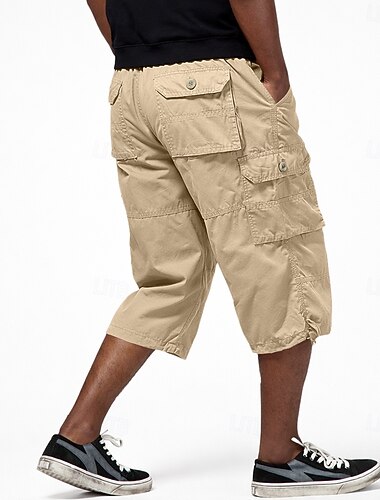 Per uomo Carico tattico Pantaloncini cargo Shorts Pantaloncini casual Tasca Elastico in vita Semplice Lunghezza al polpaccio Casuale All'aperto Abbigliamento casual alla moda Moda Streetwear Nero