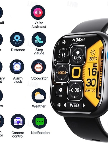  F57 Smartklokke 1.91 tommers Smartklokke blåtann Skritteller Samtalepåminnelse Aktivitetsmonitor Kompatibel med Android iOS Unisex Lang ventetid Håndfri bruk Vanntett IP 67 35mm urkasse