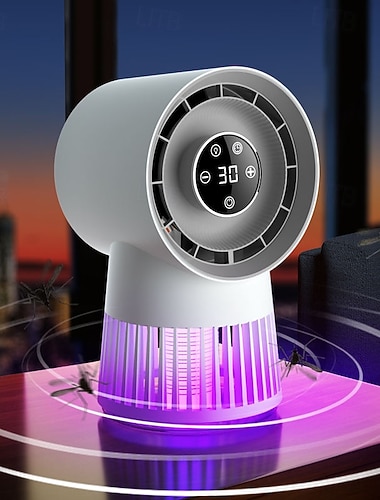  Tragbarer, wiederaufladbarer Tischventilator mit Mückenbekämpfungsfunktion, starker Luftstrom, extrem leise, kleiner persönlicher Ventilator, USB-Ladefunktion für Büro, Schlafzimmer und Camping