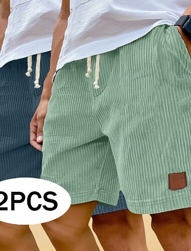  Herr Shorts Casual shorts Manchester Shorts Ficka Elastisk midja Enkel Slät Enfärgat Komfort Andningsfunktion Över Knät Ledigt Utomhus Strand Semester Mode Rosa+Lila himmelsblå+grå Microelastisk