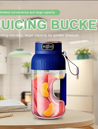  Bærbar blender for shakes og smoothies, 1,2 l personlig blender med integrert håndtak &digital skjerm, USB-oppladbar smoothie-maskinflaske for reise, treningsstudio, kontor, selvrensende, BPA-fri