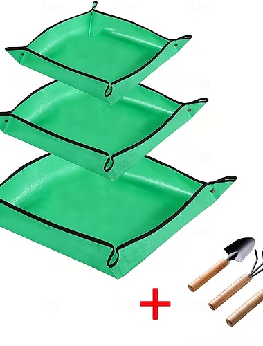  6-teiliges Set aus robuster, wasserdichter Falt-Gartenmatte mit 3 verdickten Pflanzenschutztüchern &3 faltbare Matten, geeignet für drinnen und draußen, Gartenarbeit, Umtopfen, Bonsai, platzsparendes