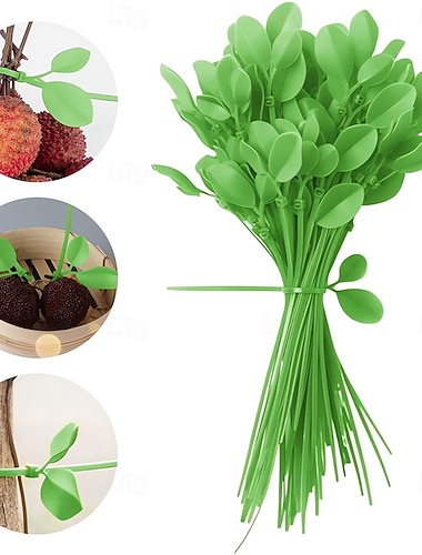  50/100 kpl vihreitä puutarhakasvien klipsuja, itselukittuvia lehtiä, vihannesten kasvatustyökalu, pidentää ja sitoa tiukasti puutarhatelineeseen