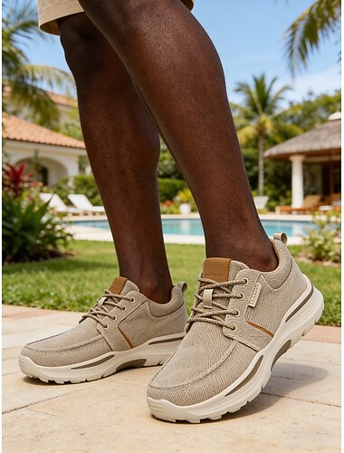  Lette herresneakers i kanvas, pustende og komfortable, utendørssko for reiser, uformelle turer og avslappede sommerdager