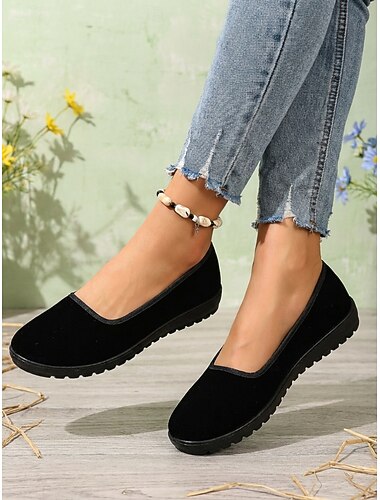  Ballerines noires confortables pour femmes - ballerines souples à semelle flexible, idéales au quotidien, pour la marche et les sorties décontractées.