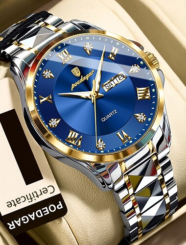  Montre homme tendance 883 en acier inoxydable, montre-bracelet de luxe lumineuse, étanche et à double calendrier.