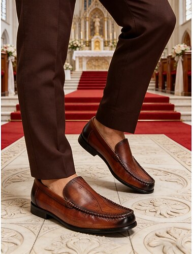  Leren casual loafers voor heren – comfortabele instapschoenen voor op kantoor, informele uitjes en dagelijks gebruik.