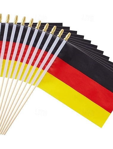  25er-Pack kleine deutsche Flaggen, handlich, Mini-Deutschlandflagge am Stab, 5x8 Zoll, für Fußball-Weltmeisterschaftsspiele, Sportveranstaltungen, Partydekorationen, jubelnde Fans