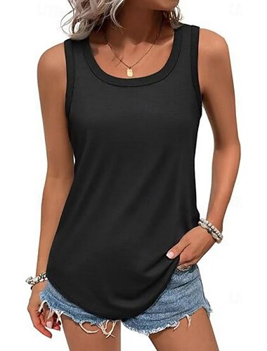  Dámské Bez rukávů Trička Pevná barva stylové Na běžné nošení Bez rukávů Tričkový Dlouhé topy Denní Sport Jdeme ven Černá Bílá Světlá růžová Léto Jaro