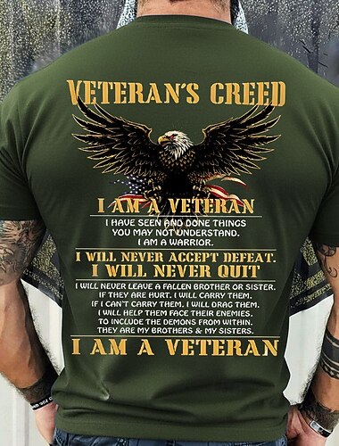  4. července 2026 250. výročí Pamětního dne Pánské 3D tisk US vlajka veterán crew neck krátký rukáv tričko denní ulice