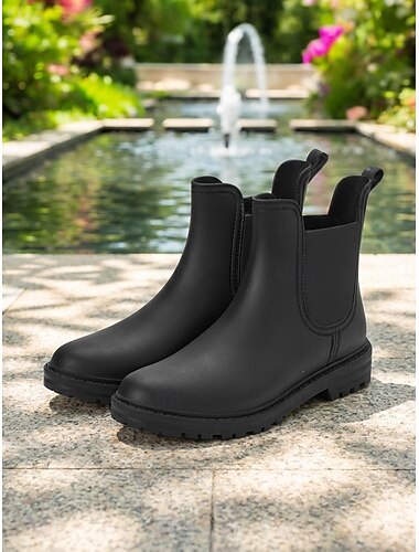  女性用キャメル防水ガーデンレインブーツ – 滑り止めソール付きスリッポンチェルシーPVCブーツ、女性用カジュアルアウトドアスタイル、ガーデニング、雨の日、庭仕事、農作業に最適