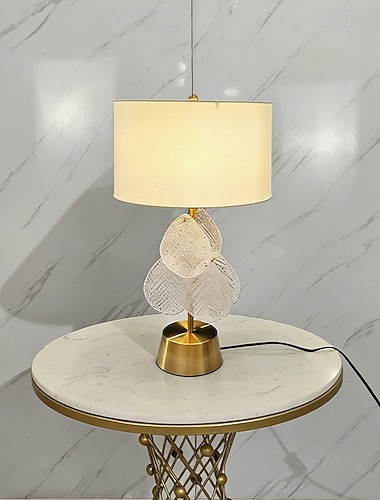  bordlampe bordlamper bordlampe nattbordslampe nattbordslampe moderne metall dekorativ soveromslampe metall glass blader blad skrivebordslampe soverom stue nattbordslampe skrivebordslampe