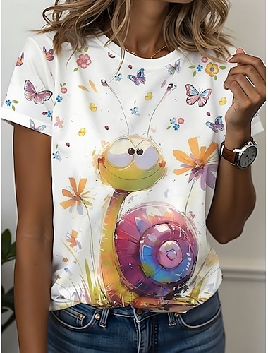  dame-t-skjorte morsom humor sitater lappeteppe trykk katt bokstav morsom slang stilig grunnleggende klassisk kortermet rund hals rund hals lange topper daglig grønn/blå hvit hvit 2 sommer vår høst