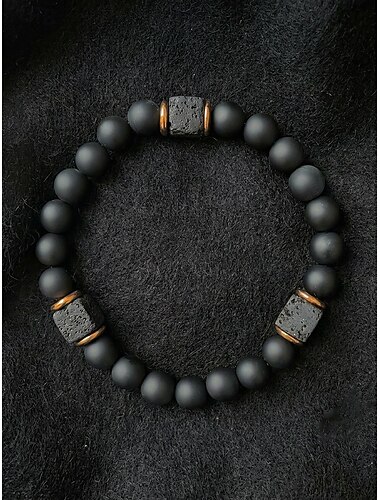  Pánský náramek s korálky z vulkanických kamenů, dva styly, matné černé lávové korálky, moderní šperk pro volný čas, ideální pro každodenní nošení a dovolenou na cestách