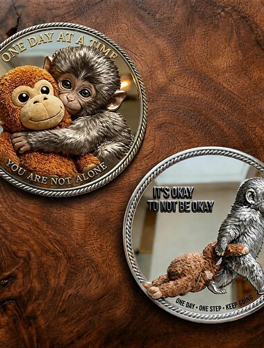  emosjonell støtte punch ape mynt – motiverende samleobjekt plysj ape skulptur, inspirerende skrivebordspynt, gave til mental helse, en dag ett skritt, trøstende hjemmedekor