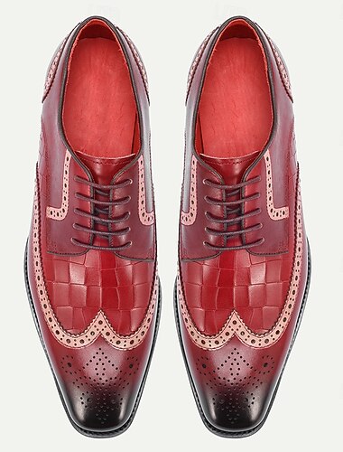  Chaussures Oxford pour homme en cuir de haute qualité – cuir de vachette véritable, modèle brogue à bout golf, style classique et élégant, confort optimal, idéales pour les mariages, les rendez-vous d'affaires, le bureau et les événements formels.