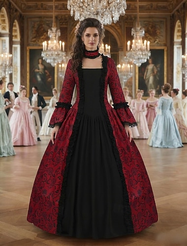  Rokoko 18. století Koktejlky Šaty Cosplay kostým Dáma Geometrický Plesové šaty Maškarní kostým Dámské Královský předvečer Všech svatých Karneval Plesová maškaráda Večírek Maturitní ples Karneval v