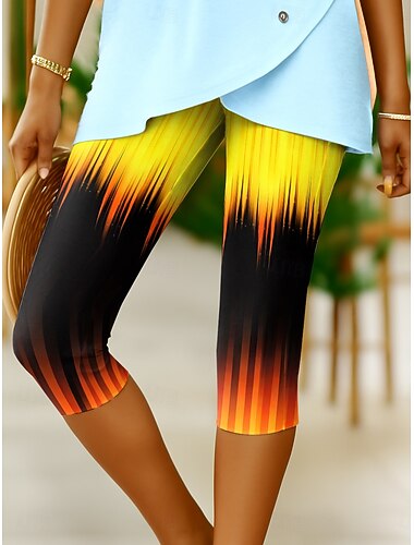  Femmes Chinos Leggings Vacances Mode Streetwear Capris Taille haute Graphique Dégradé Confort Doux Confortable Haute Élasticité Quotidien Extérieur Vacances Fuchsia Orange Vert Argile Été Printemps