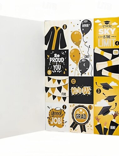  12日間の卒業アドベントカレンダー空のギフトボックス、高級紙製卒業ボックス、自分で詰めるサプライズギフト包装、卒業帽ギフトボックス