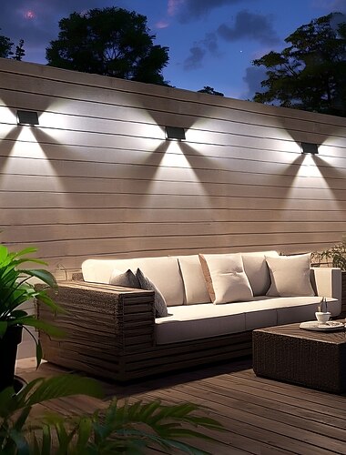  2 lampade solari da parete per esterni, impermeabili IP65, lampade decorative a LED per giardino, cortile, scale, recinzione, balcone, villa – ambient &illuminazione a parete