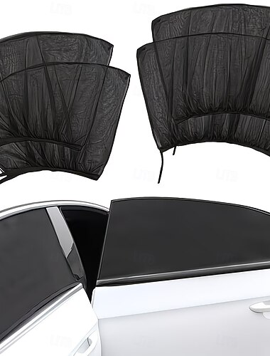  4-teiliges Sonnenschutz-Set für Autofenster, UV-Schutz, Sichtschutz für Front- und Heckscheibe, geeignet für Pkw und SUVs, einfache Montage, atmungsaktives Netzmaterial, blockiert schädliche