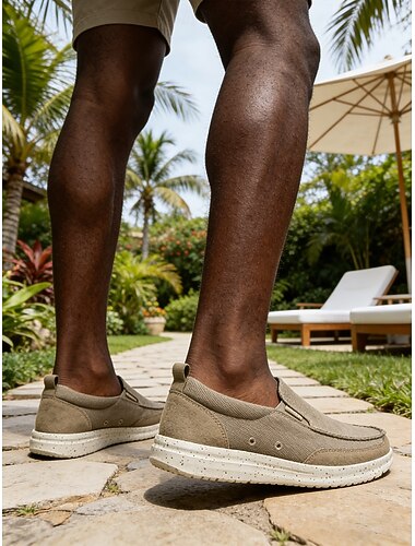  Instappers van canvas voor heren, lichtgewicht en ademend, comfortabele outdoorschoenen voor op reis, wandelen en casual gebruik.