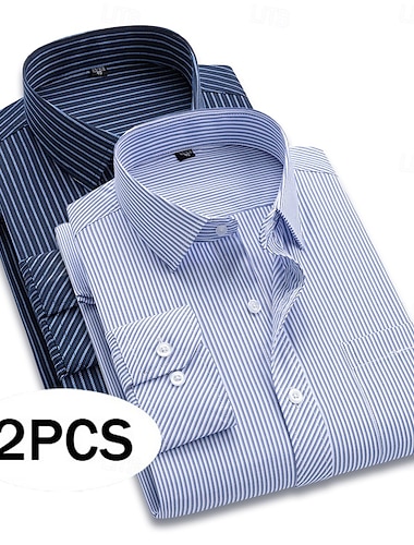  Per uomo Camicia Camicia elegante Camicia non stiro Camicia con Bottoni A righe Quotidiano Affari A+J J+L I+J D+J Manica Lunga Collo ripiegato Tutte le stagioni Abbigliamento