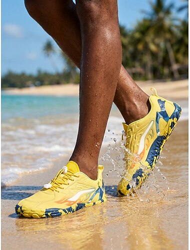  Chaussures aquatiques jaunes pour hommes, à séchage rapide, légères et minimalistes, antidérapantes, idéales pour les activités nautiques, la natation, les voyages en bord de mer, le surf, la randonnée en rivière et les sports de plein air.