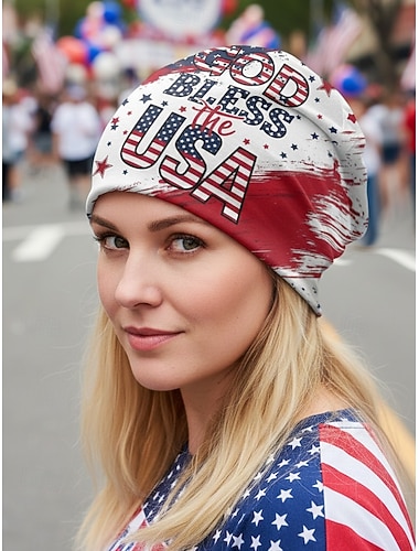  Damesmuts van polyester met Amerikaans thema, multifunctionele nekwarmer, "God bless the USA"-design, ideaal voor de viering van het 250-jarig bestaan, Onafhankelijkheidsdag en dagelijks casual gebruik.