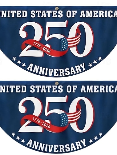  2 Stück U.S. 250. Jubiläumsflagge 1,5x3 FT 1776-2026 Fan-Flags Wimpel-Flagge patriotische Sterne Garten-Schilder hängende Dekoration für draußen Eingangstür Veranda Willkommens-Hintergrund mit