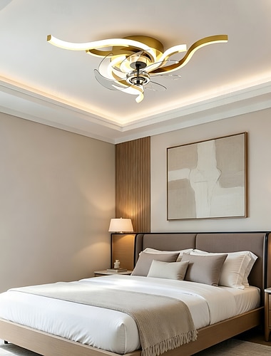  Ventilador de teto moderno com luzes, ventilador de teto de perfil baixo com controle remoto e controle por aplicativo, pás reversíveis de 6 velocidades, ventilador de teto com luz LED dimerizável