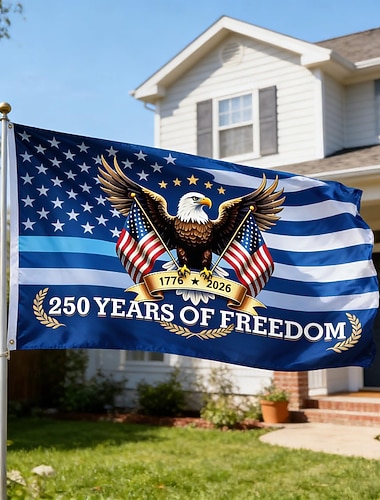  Flagge zum 250. Jahrestag der USA (90 x 150 cm) – patriotische Flagge für den Außenbereich, ideal für Feierlichkeiten zum Unabhängigkeitstag, für Haus und Garten.