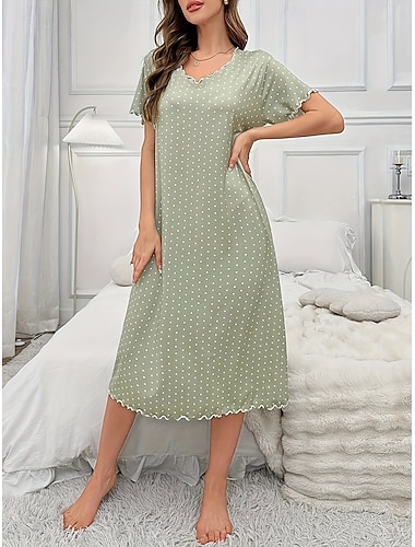  Per donna Abbigliamento da Casa Camicia da Notte Moda Casual Floreale Grafico Patchwork Vestiti Vacanza Streetwear Data Manica Corta Girocollo Blu Rosa chiaro Rosa Marrone chiaro Verde Estate