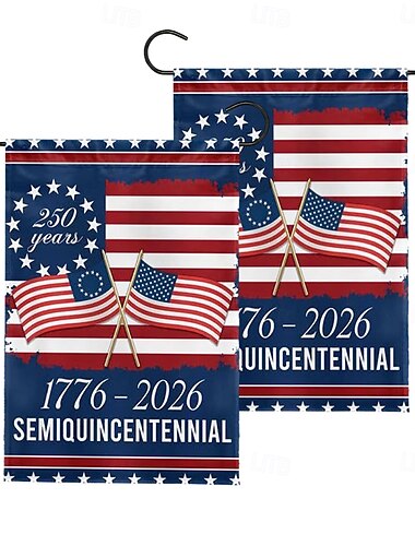  2 kpl 1776-2026 USA:n 250-vuotisjuhlavuotta juhlistavia puutarhalippuja, isänmaallisia amerikkalaisia syntymäpäiväjuhlia ulkokäyttöön pihalle, nurmikolle, kuistille tai itsenäisyyspäivän koristeeksi
