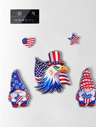  Sett med kjøleskapsmagneter til uavhengighetsdagen, amerikansk flagg, magnetisk dekor, gjør-det-selv, myke magnetiske, kreative magneter