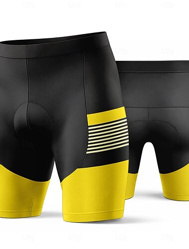  Herren Geometrisch Radsport-Radhose: Fahrradshorts Gepolsterte Fahrradhose Fahhrad Shorts Unterteile Schmale Passform Sport 3D-Polster Schnelltrocknend Schweißableitend Atmungsaktiv Gelb Bekleidung