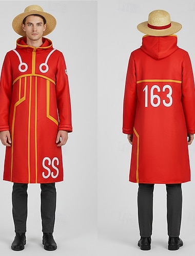  Haveventyrer Pirat Luffy Stråhattpirat Anime Cosplay kostyme Drakter Cosplay-drakter Halloween Karneval Maskerade Frakk Hansker Hatt Til Herre Gutt Barne Voksne