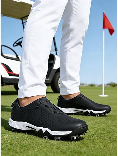  Witte golfschoenen voor heren, ademend mesh, lichtgewicht comfort, antislipzool, perfect voor de golfbaan en buitensporten.