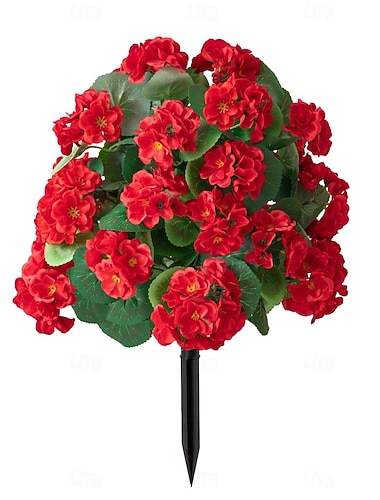  20 Zoll lange künstliche Blumenstecker für den Außenbereich, Geranien, mehrfarbige Gartenstecker für den Garten &Rasen, farbechtes, strapazierfähiges Plastik, Dekoration für jede Jahreszeit