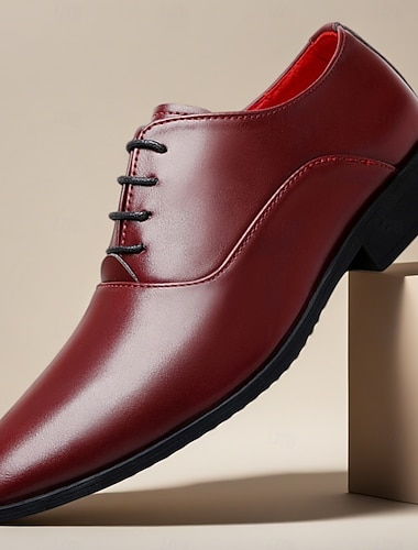  メンズドレスシューズ、エレガントなフェイクレザー、レースアップデザイン、フォーマルなイベント、ビジネス、オフィスウェアに最適