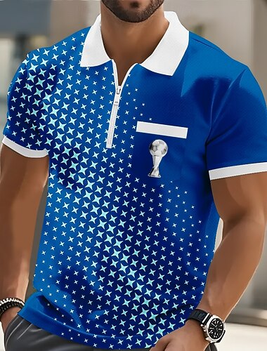  Ανδρικά Γεωμτερικό Ποδόσφαιρο Μπλουζάκια πόλο Κοντομάνικο Μπλουζάκια πόλο Πουκάμισα με γιακά Business Casual ΕΞΩΤΕΡΙΚΟΥ ΧΩΡΟΥ Ένδυση γυμναστικής και άθλησης Αργίες Τσέπη 3D εκτύπωση Quarter Zip Polo