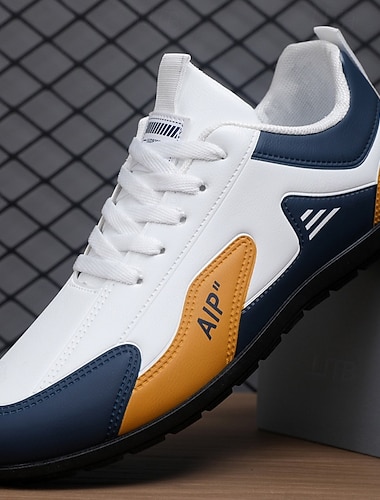  Baskets pour hommes en similicuir blanc et bleu – élégantes et confortables pour un usage quotidien, les voyages et les loisirs