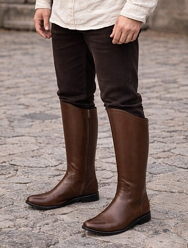  Medieval Renacimiento Steampunk Botas Gire los zapatos Caballero caballero celta Disfraz Hombre Celta Vikingo Víspera de Todos los Santos Carnaval Rendimiento LARP Feria Ren Adulto Zapatos